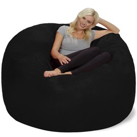 Chill Sack Bean Bag Chair Cover, 6-feet, Microsuede - Black
