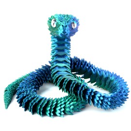Memogizz 20 inch 3D Printed Snake, Year of The Snake 2025, Executive Desk Toys, Articulated Snake, Fidget Toys Gifts for Easter Adults (GreenBlue)