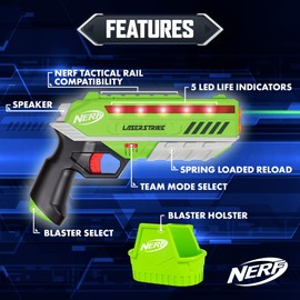 NERF Laser Strike 2 Player Laser Tag Game Pack Complete with 2 300ft Range Blasters & 2 Holsters - Indoor or Outdoor Play Arcade Games, Toys for Kids & Family