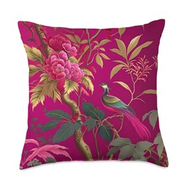 Thibaut daintree in Fuchsia Botanical Bright Chinoiserie Throw Pillow