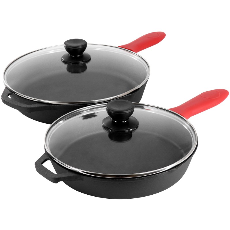 Megachef 13 Piece Pre-Seasoned Cast Iron Skillet Set with Temperd