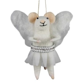 HomArt Angel Mouse Christmas Hanging Ornament, 5-inch Height, Felt, Holiday Decor, 95192-0