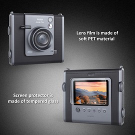 kinokoo película protectora de pantalla para Fuji Instax Wide Evo, película de vidrio templado transparente de dureza 9h de 0,25 mm para INSTAX WIDE EVO con película de lente PET suave (3+3 paquete)