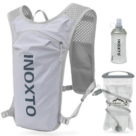 INOXTO 5L Lightweight Hydration Pack Suitable for Outdoor Hiking, Cross Country, Marathon, Competition, Cycling, Mountaineering Hydration Vest, Backpack, Men and Women (Grey 2024)