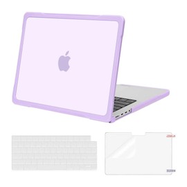 MOSISO Compatible with MacBook Pro 14 inch Case 2025-2021 M4 M3 M2 M1 A3112 A3185 A3401 A2918 A2992 A2779 A2442, Soft TPU Bumper Plastic Anti-Scratch Hard Case&Keyboard Cover&Screen Film, Purple