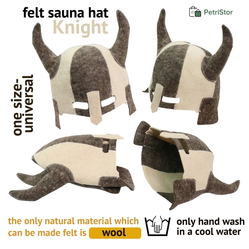 PetriStor Wool Sauna Hat Knight for Man Natural Felt 100%