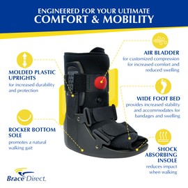 Brace Direct Air CAM Fracture Boot for Foot and Ankle Injuries Post Op Recovery and Sprains - Short Orthopedic Walking Boot (US SHOE: Men 7.5-10.5 Women 8.5-11.5)