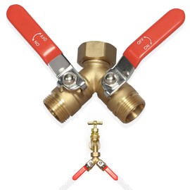 Garden Hose Splitter, 2-Way Heavy Duty Brass，All-metal Y-valve water pipe diverter With Long Handle,Hose Splitter Connector,3/4’ GHT Threaded Y-Shaped Valve Faucet Adapter