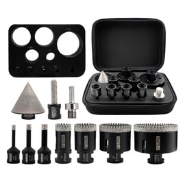DT-DIATOOL Diamond Core Drill Bits Set - 6/8/10/25/35/50/65mm Tile Hole Saw + 10mm Diamond Milling/Finger Bit + 50mm Diamond Chamfer Bit + Hex Adapter for Porcelain Tile Ceramic Marble Granite