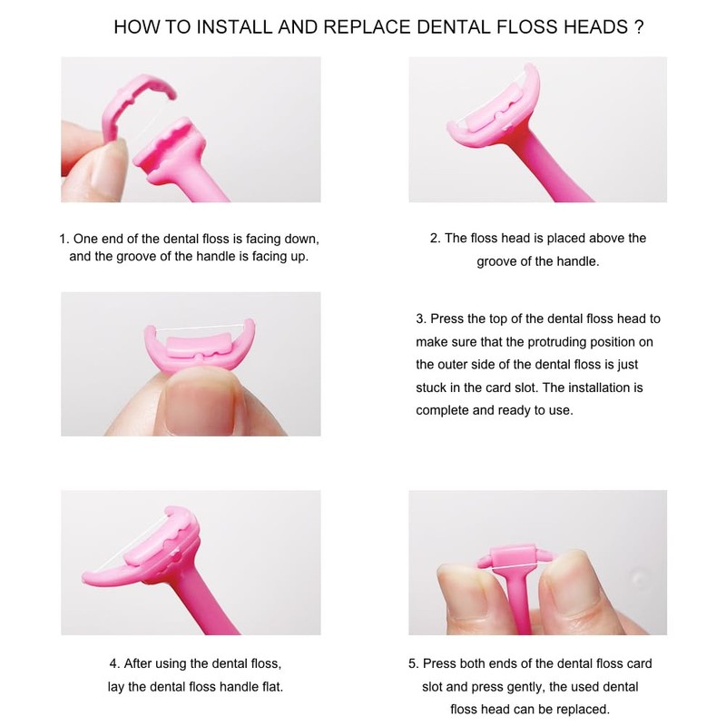 Reusable Dental Flosser Handle and 100 Flosser Refill Heads ,