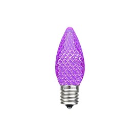 Novelty Lights 25 Pack C7 LED Ultra Bright Outdoor Christmas Replacement Bulbs, Purple,C7/E12 Candelabra Base.5 Watt
