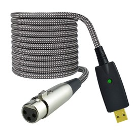 Mugteeve Microphone XLR Female to Computer USB Cable, 10 Feet Computer USB to XLR Female Mic Cord Adapter, Nylon Braided, Noise Free, for Laptop PC Recording, Livestream, Broadcast