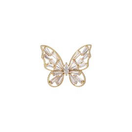 UNVAK - Broche de mariposa para mujer, con diamantes de imitación, diseño de animales, regalo de boda, banquete, Cobre, Piedra preciosa de circonita creada