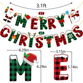 Buffalo Plaid Merry Christmas Banner, Christmas Hanging Swirls, Christmas Office Decorations, Buffalo Plaid Xmas Decor, Christmas Party Decorations, Winter Holiday Party Decorations for Office, 14Pcs