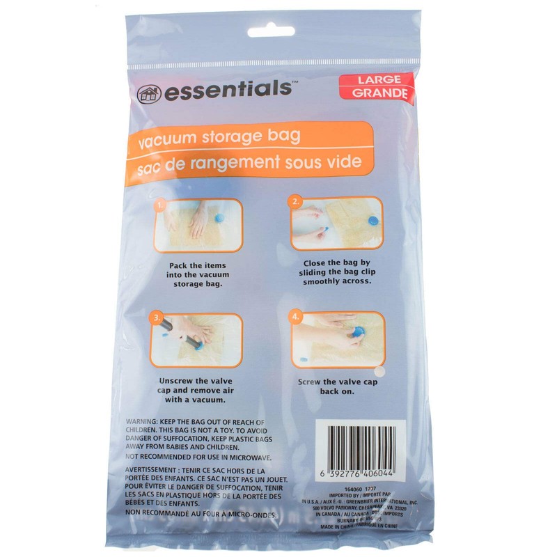 3 NEW ESSENTIALS Large VACUUM STORAGE BAG SPACE SAVER 17.5