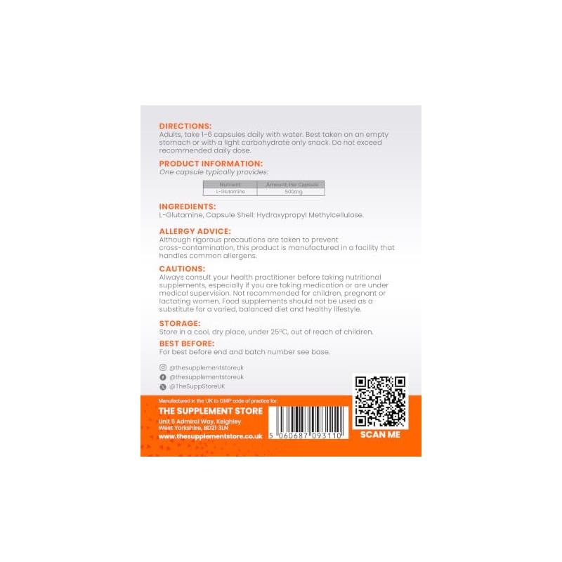 L-Glutamine 500mg Capsules (90 Capsules)