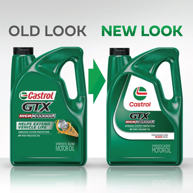 Castrol GTX High Mileage 10W-40 Synthetic Blend Motor Oil, 5