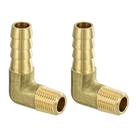 sourcing map Brass Hose Barbed Elbow Fitting 2pcs 5/16" Barb x 1/8" NPT Male 90 Degree Brass Barb Pipe Fitting for Water Fuel Air