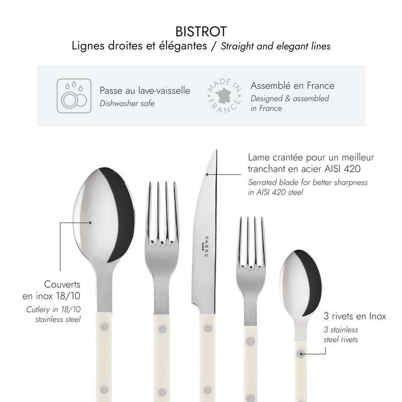 SABRE PARIS - 5-Piece Flatware Set - Bistrot Collection -