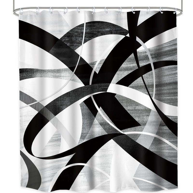 LGhtyro Black Grey Abstract Shower Curtain Bathroom Set 71Wx78H Inches