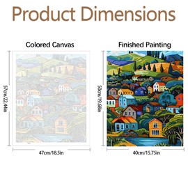 JATOK Paint by Numbers Adults, Paint by Numbers, DIY Village with Brushes and Acrylic Paints, Hand Painted Oil Painting Canvas for Home Decor, Without Frame (40 x 50 cm)