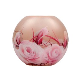 Table Handpainted Glass Vase for Flowers | Painted Art Glass Round Vase | Interior Design Home Room Decor | Table vase 6 inch