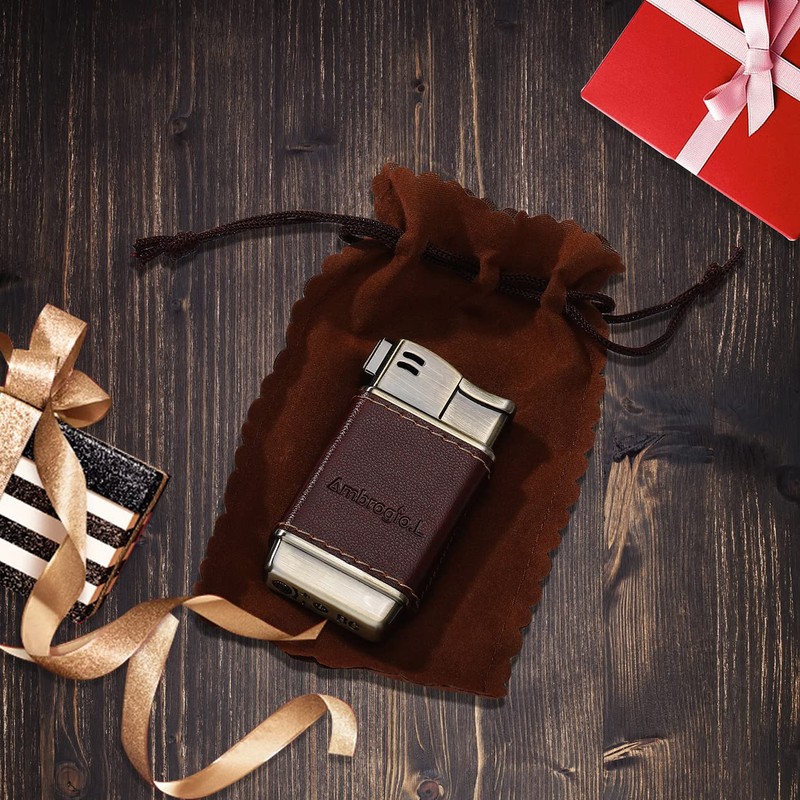 Ambrogio.L Pipe Lighter - Genuine Leather Adjustbale Soft Flame Refillable