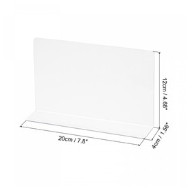 sourcing map L Type Shelf Dividers, PVC Clear Closet Shelf Separator Organizer Clapboard for Kitchen Cabinet Bookcase Office Supermarket 20 x 4 x 12cm Pack of 4