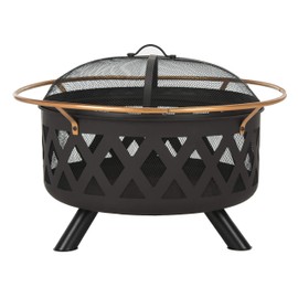 Safavieh PIT2003A Outdoor Collection Bryce Copper and Black Round Fire Pit