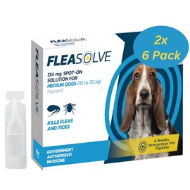 Dog Flea Treatment x12 Pipette – Medium Dog - 10kg to 20kg – Fleasolve