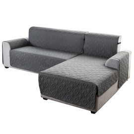 Genina Sectional Couch Covers for Dogs L Shaped Sofa Covers Chaise Lounge Cover Reversible Couch Covers for Sectional Sofa L Shape Furniture Protectors Cover for Pets, Kids (Dark Gray, Small)