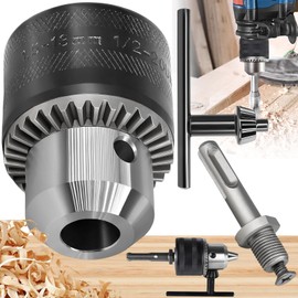 Benaton Self-Clamping Keyless Chuck, 1.5-13 mm Keyless Drill Chuck, Metal, Chuck Chucks Sds Plus Adapter, Drill Chuck Hex Shank, 1/2 Inch x 20 Unf Drill Chuck, with Impact Wrench