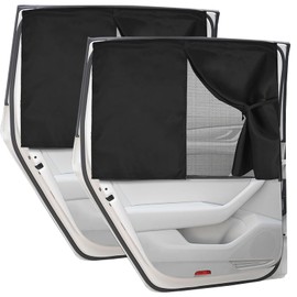 Hapforever 2PCS Car Window Shades, Universal Magnetic Car Sun Shade for Side Windows Double Layer Automobile Sun Shade Covers Blackout Automobile Curtains for Privacy Block UV Ray Heat