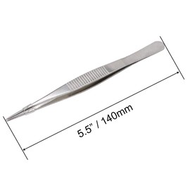 VictorsHome 5-1/2 Inch Stainless Steel Tweezers with Straight Serrated Tip Multipurpose Forceps for Industrial Use 2pcs