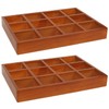 Wooden Drawer Organizer, 2 Pack 12 Grid Jewelry Organizer Tray