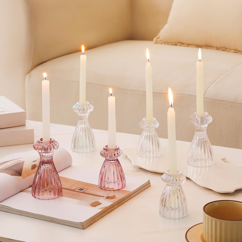 Lysenn Glass Candle Stick Holder Set of 3 – Premium