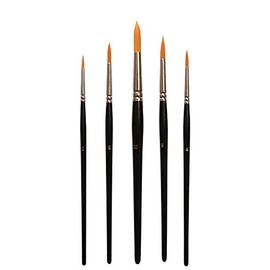 Artist Brushes Pack of 5 Fine Pointed Brushes - Suitable for Acrylic Paints or Watercolour Paints