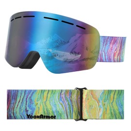 YooxArmor Kids Ski Goggles,Anti fog Snowboard Goggles with Double Lenses for Children 6-14 Years,100% UV 400 Protection for Boys Girls OTG Over Helmet Compatible