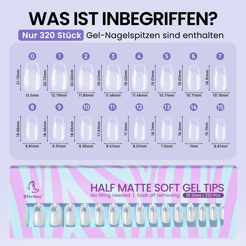 BTArtbox Medium Coffin Nail Tips Full Cover