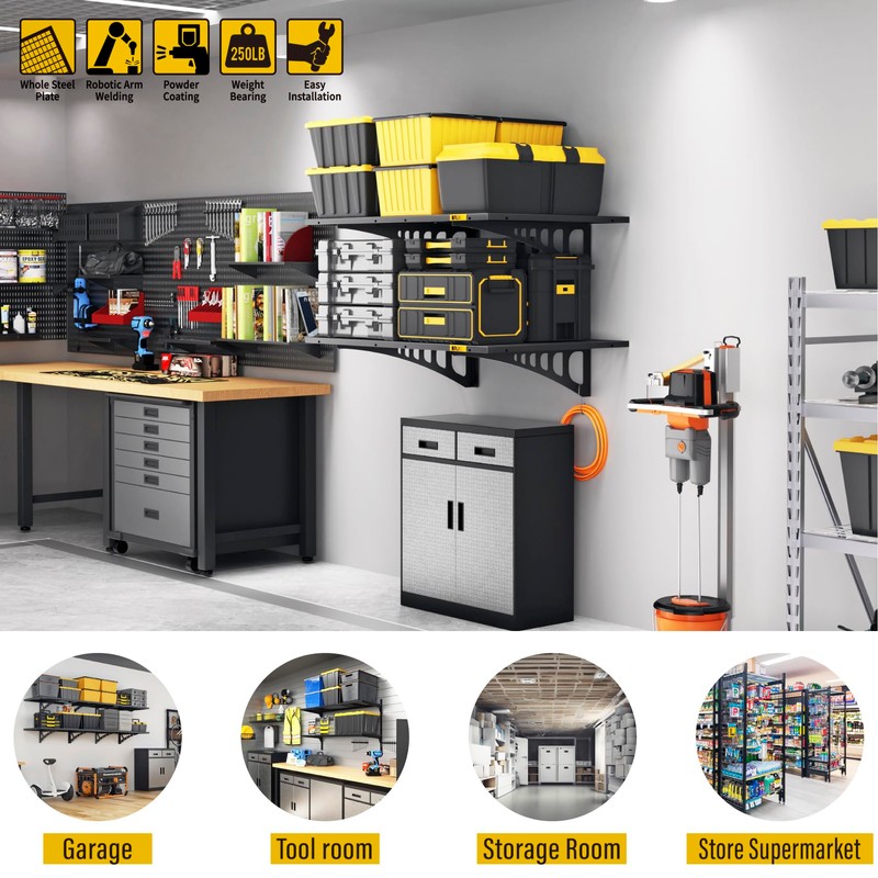 Brukid 2x3ft Adjustable Rail Wall Garage Storage Shelf, for Tool