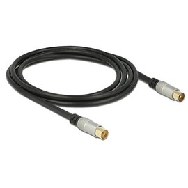 Delock Cable IEC Male to IEC Female RG-6/U Quad Shield Premium Black