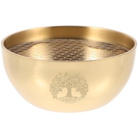 Ciieeo Tree of Life Brass Bowl Holy Bowl Worship Offering Bowl with Net for Altar or Ritual Use Incense Offerings Bowl Water Smudging Bowl