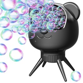 Rechargeable Bubble Machine for Kids & Parties, 38000+ Bubbles/Min, 90°/180° Auto-Rotating Bubble Makers 500ML Portable Bubble Blower with 2 Speed Modes for Weddings, Birthdays, Outdoor/Indoor, Black