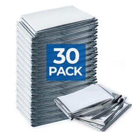 Emergency Blanket for Camping & Survival 30 Packs, 84" L x 52" W, Professional Grade Reusable Space Blanket, Provides Thermal Protection for Hunters, Hikers & Preppers in Snow and Cold Weather
