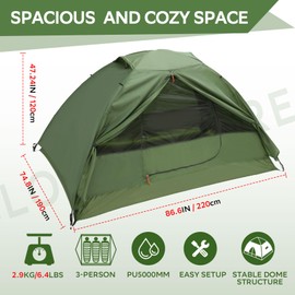 Clostnature Crux Lightweight Tent for Backpacking - 3 Person Ultralight Backpacking Tent, Waterproof Easy Setup Camping Tent, Hiking Tent for Outdoor, Hiking and Mountaineering