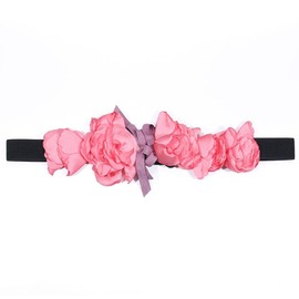 YOU&M Women's Luxury Flower Thin Stretch Waist Belts Handmade Skinny Elastic Corset for Belts Dress Wedding Elegant Sweet (Rose Red)