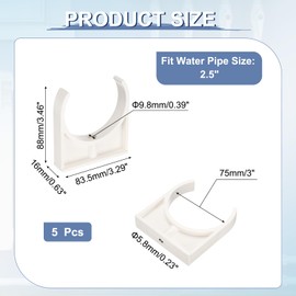 uxcell 5 Pcs PVC Water Pipe Clamps Clips, 75mm ID U-Shaped Water Pipe Buckles Pipe Tubing Clamps Pipe Support Holder for 2.5" Water Pipe Tubing Hose TV Trays Hanger Support Tubing, White