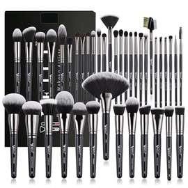 BEILI Juego de brochas de maquillaje profesional de 40 piezas, brochas de maquillaje sintéticas de alta calidad, mezcla de polvo facial, correctores, sombras de ojos, kit de brochas de maquillaje