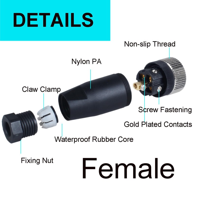 DIANQI 12mm M12 Male & Female Socket Panel Aviation Wire