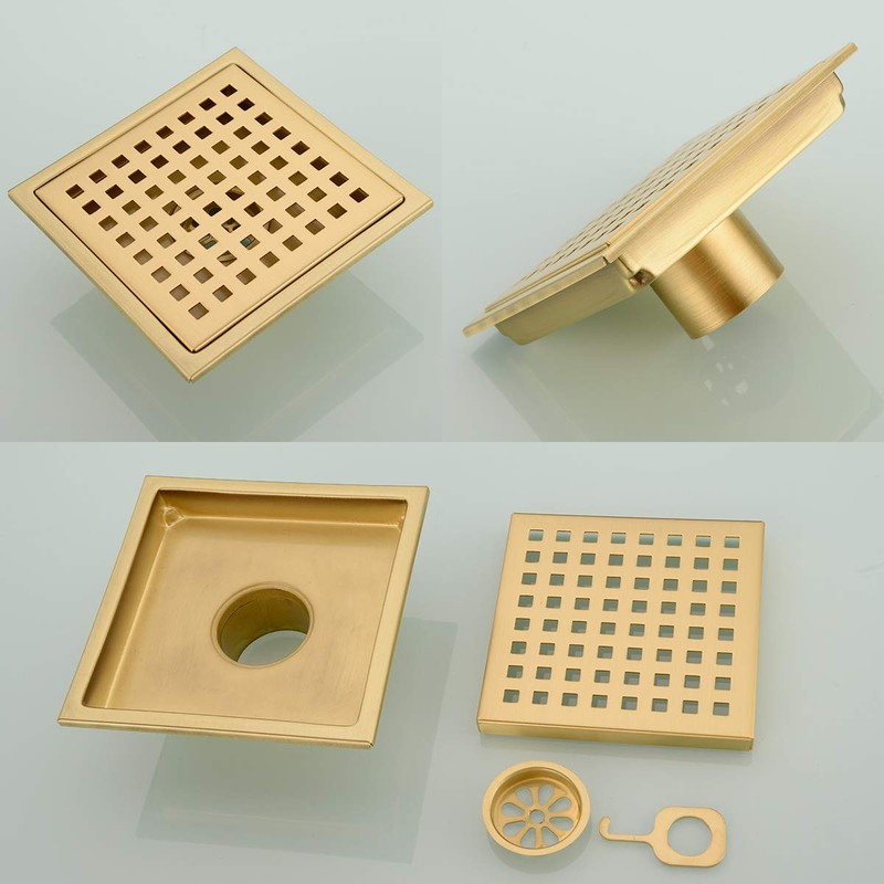 Orhemus Square Shower Floor Drain with Removable Cover Grid Grate